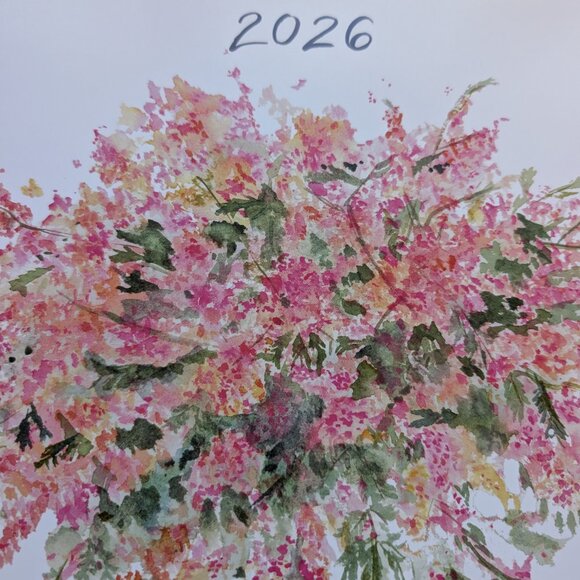 Watercolor Tree Calendar 2026: Rainbow Shower Art Print, Home Office Decor - Picture 3 of 7